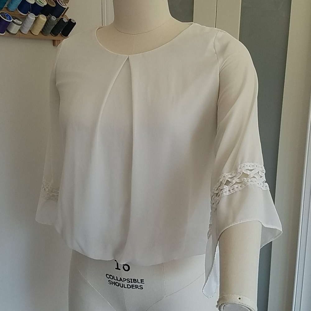 White Boho Lace Inset Blouse